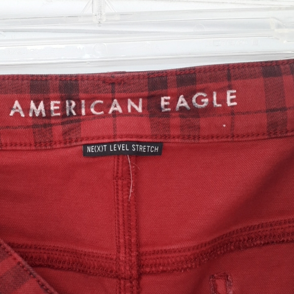 AEO Next Level Stretch High Rise Red Plaid Jeggings - Picture 13 of 13